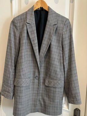 Topshop Gray Oversized Single-Button Blazer